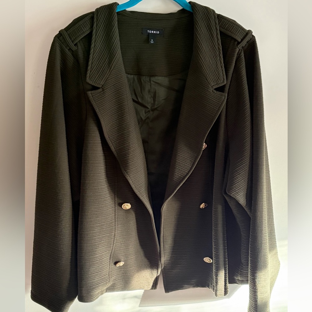Torrid Olive Double-Breasted Blazer